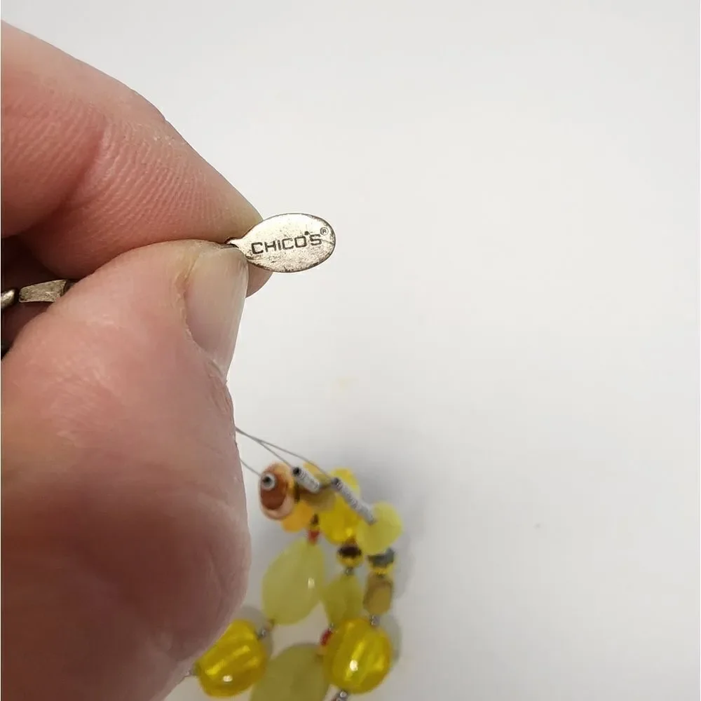 Chico's floating bead necklace colorful yellow boho earthy fun Dressy